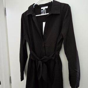 LBLC the label Black Long Sleeve Shirt Dress SZ Medium